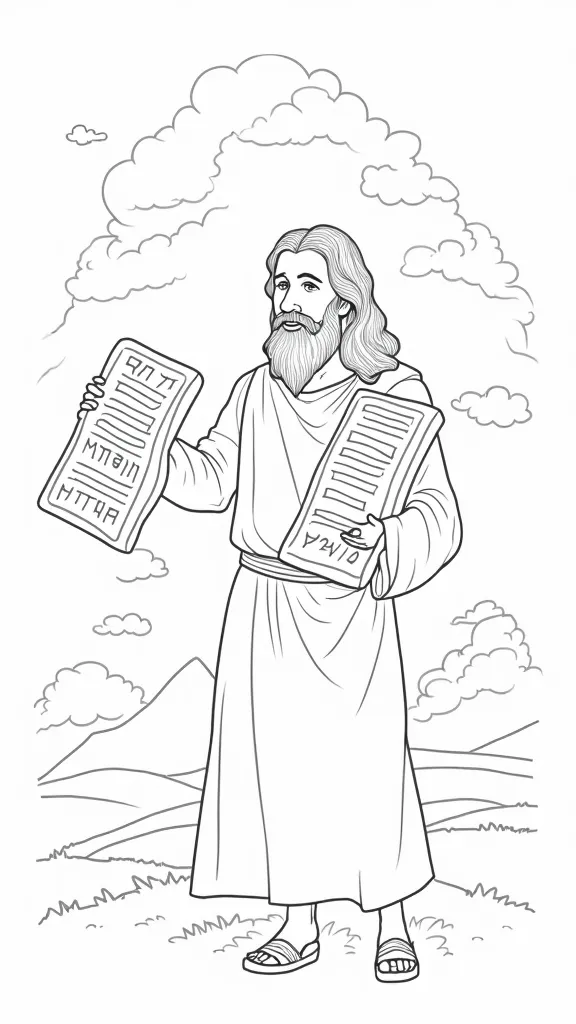 coloriage de Moses Ten Commandments